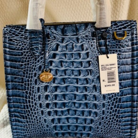 Brahmin Handbags - Brahmin Blue Serenade Caroline Satchel Melbourne Croc Leather NWT $385